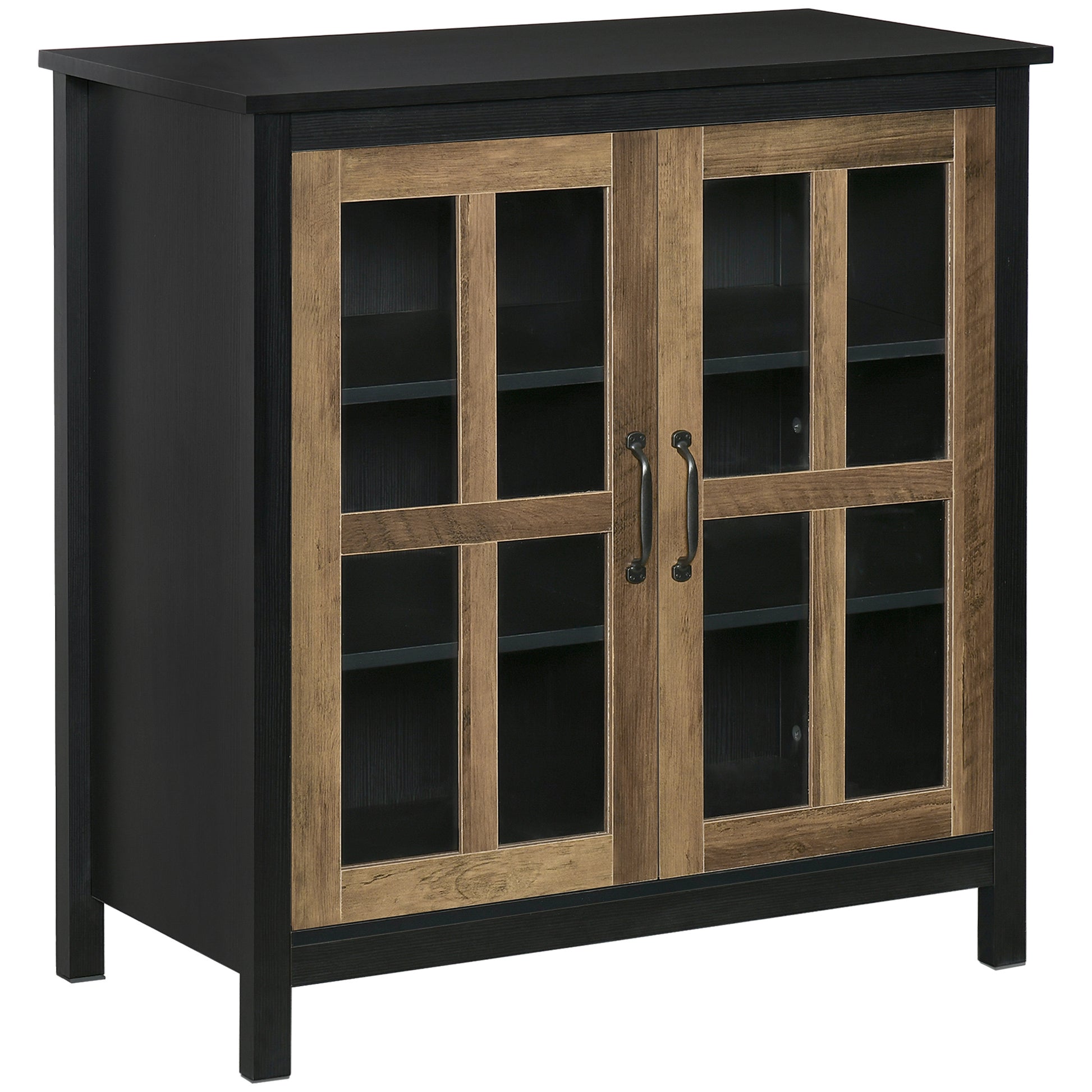 Kitchen Sideboard, Glass Door Buffet Cabinet, Accent Storage Cabinet with 2 Glass Doors and Adjustable Shelf for Dining 