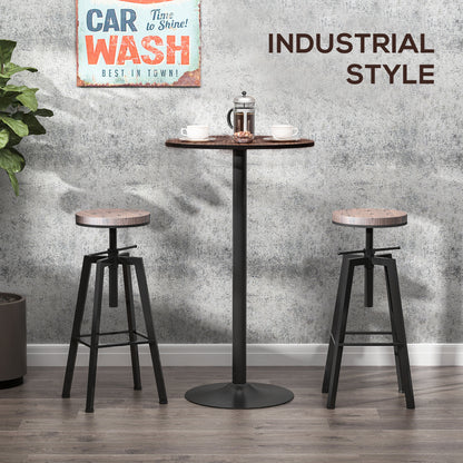 Round Bar Table 41 Inch Height, Industrial High Bistro Table with Metal Base and Elm Wood Top, Bar Height Table for Kitc