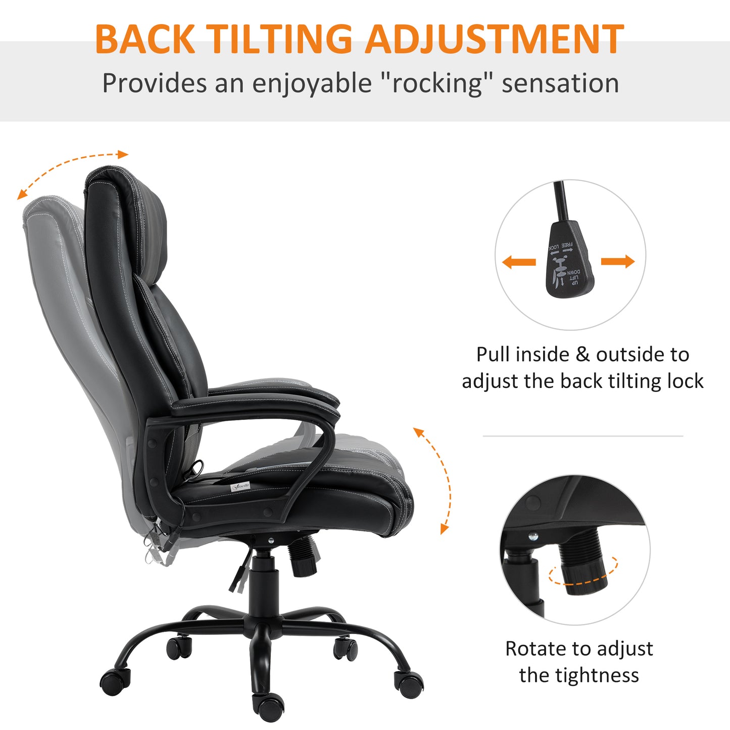 Massage Office Chair, High Back Executive Office Chair with 6-Point Vibration, Timer, Adjustable Height, Swivel Seat and