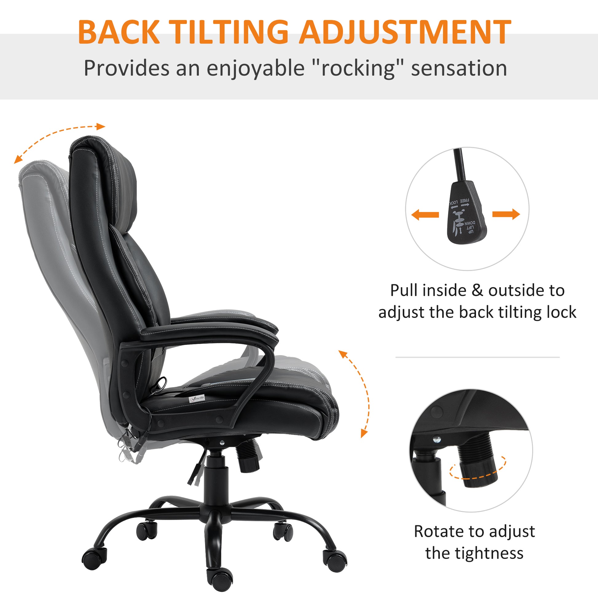 Massage Office Chair, High Back Executive Office Chair with 6-Point Vibration, Timer, Adjustable Height, Swivel Seat and