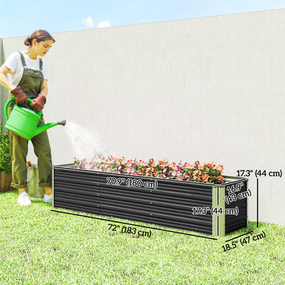 6' x 1.5' x 1.3' Galvanized Raised Garden Bed, Elevated Large Metal Planter Box w/ Install Gloves for Backyard, Patio to