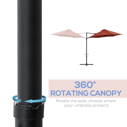 8.5FT Offset Patio Umbrella with 360° Rotation, Outdoor Cantilever Roma Parasol Hanging Sun Shade Canopy Shelter with Cr