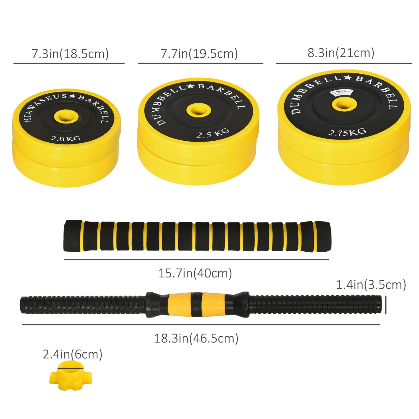 Soozier Dumbbell & Barbell Adjustable Set 66lbs Plate Bar Clamp Rod for Strength Training, Full Body Workout, Muscle Bui