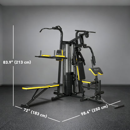 Soozier Multifunction Power Tower for Back, Chest, Arms & Leg Workouts All-in-One Home Gym with Weight Stack and Pulley 