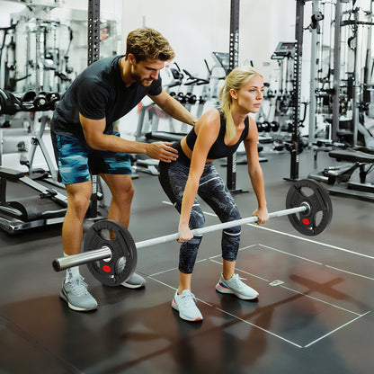 Soozier Weight Plates Set, 2-Inch Barbell Weights Set w/Tri-Grips for Home Gym Weightlifting and Strength Training, 2 x 