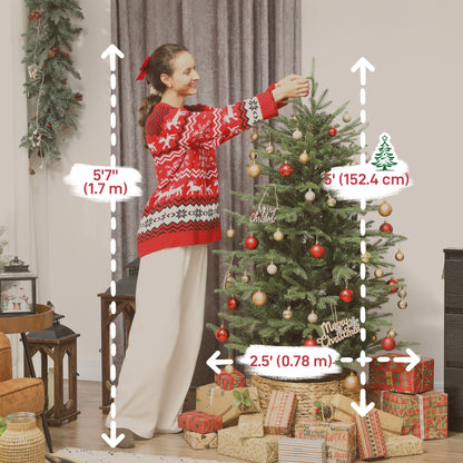 5 ft Artificial Christmas Tree with Dense Realistic Branches, Full Ponderosa Fir, Hinged Xmas Tree, Easy Assembly