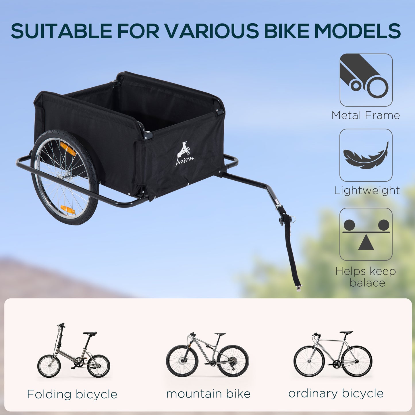 VarietyKart Bicycle Trailer Bike Cargo Trailer Garden Utility Cart Tool Carrier  with Removable Cover, Red