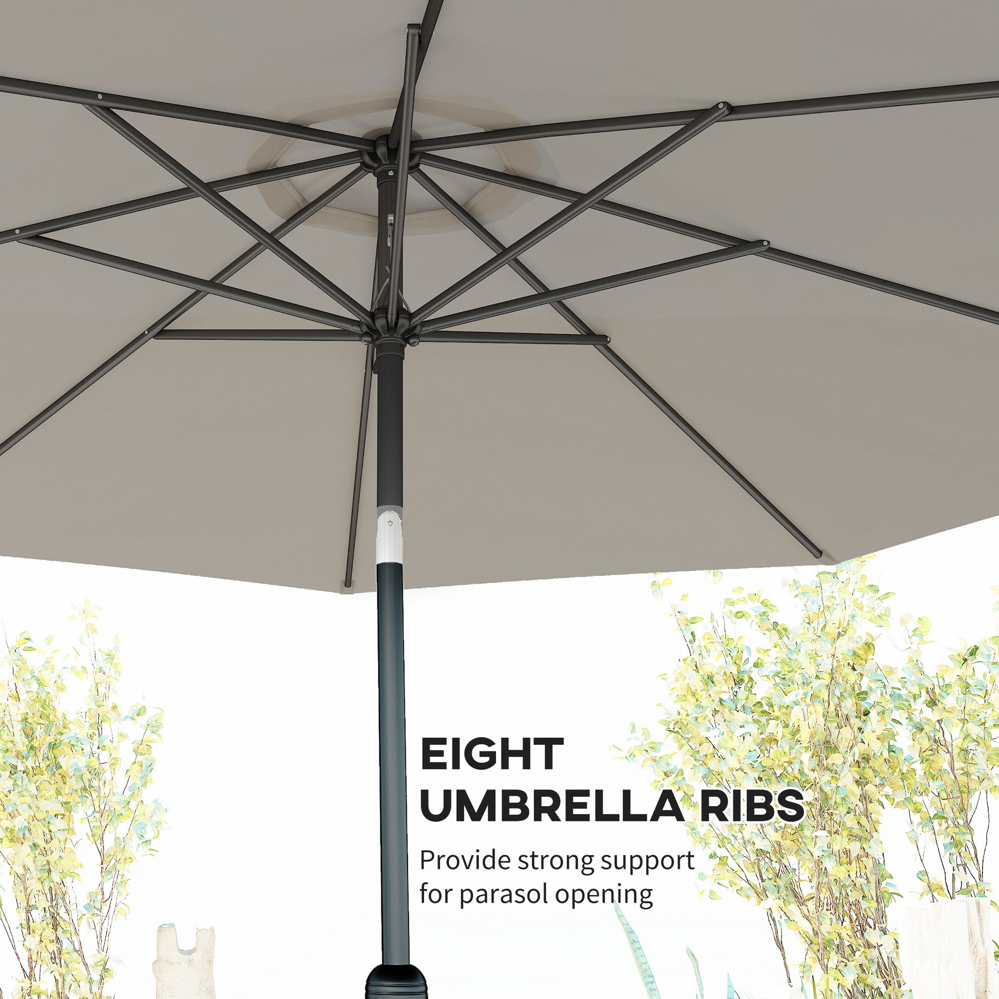 10' x 8' Round Market Umbrella, Patio Umbrella with Crank Handle and Tilt, Outdoor Parasol for Garden, Bench, Lawn, Ligh