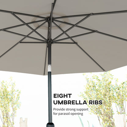 10' x 8' Round Market Umbrella, Patio Umbrella with Crank Handle and Tilt, Outdoor Parasol for Garden, Bench, Lawn, Ligh