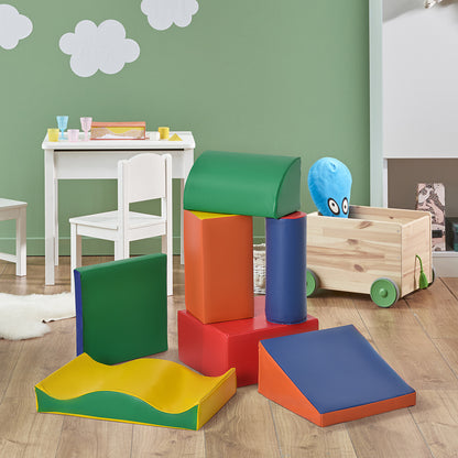 Soozier 7 Pieces Soft Play Foam Climbing Blocks, Indoor Modular Kids Play Toys for Climbing, Crawling, Sliding, Multicol