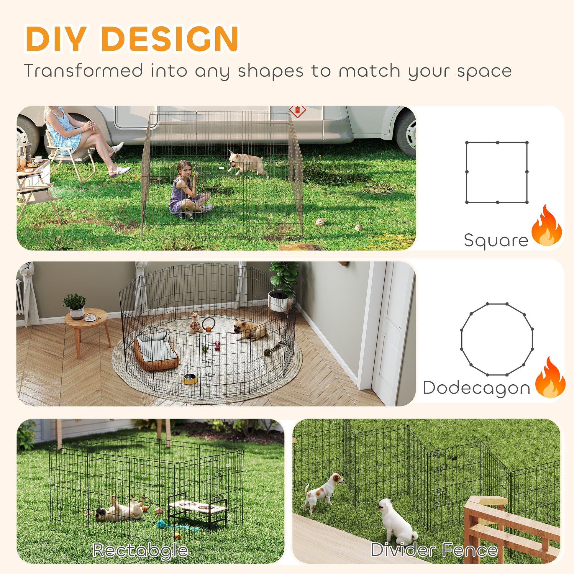 36inch Foldable Metal Exercise Pet Playpen Yard Dog Puppy Kennel Cage 12 Panels