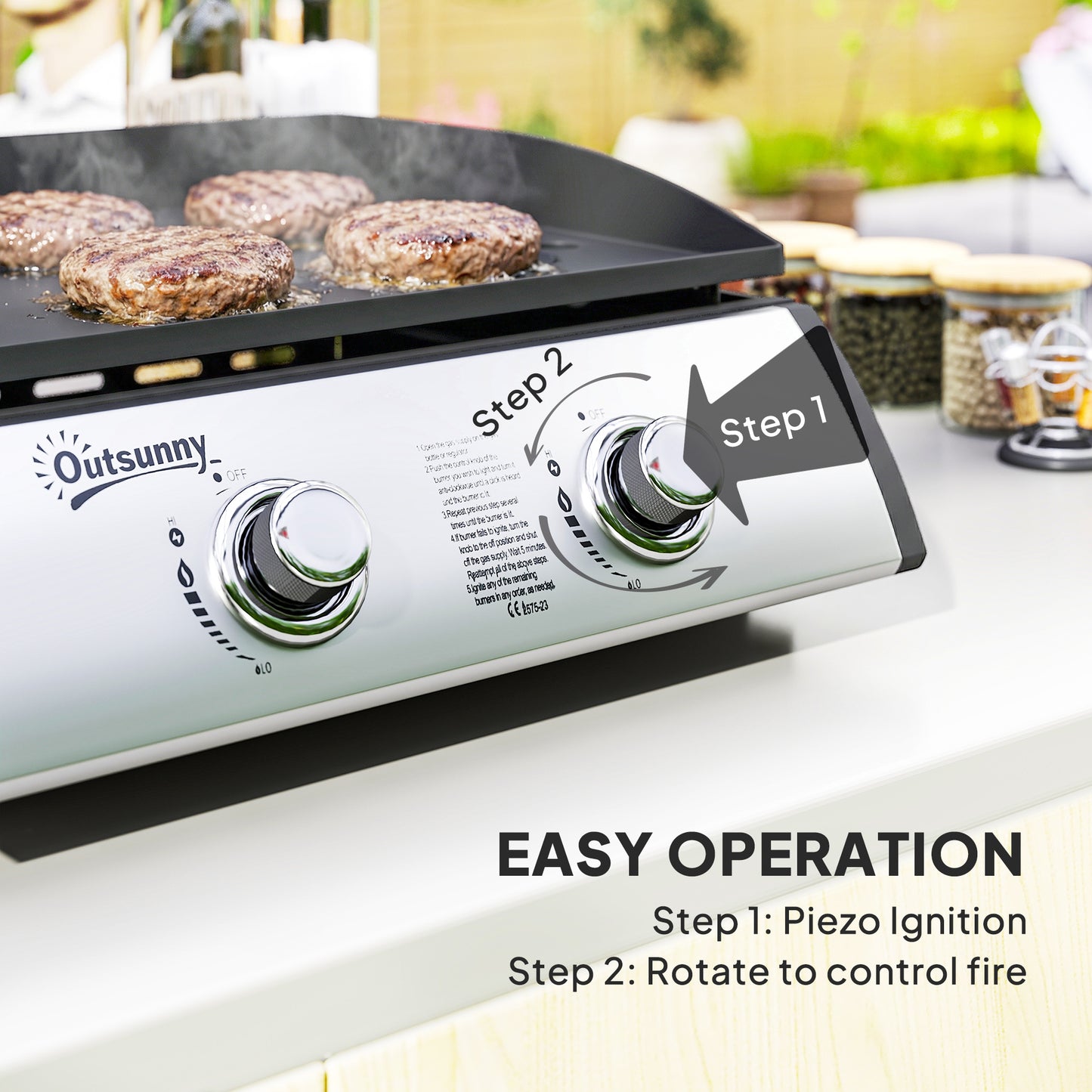 2 Burner Liquefied Gas Grill, Portable Tabletop BBQ Grill, for Camping, Picnic, Silver