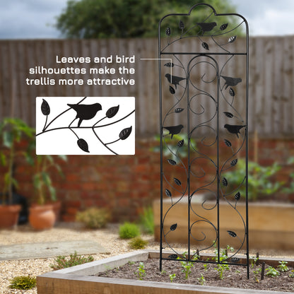 2 Pack Garden Trellis for Climbing Plants, Outdoor Metal Grid Panels with Birds and Leaves, for Roses, Vine Flower, Cucu