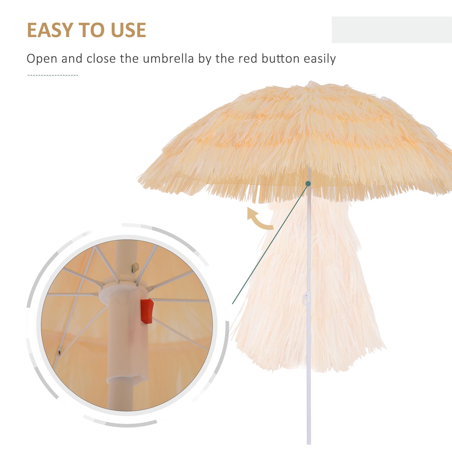 6FT Beach Umbrella Tilt Sunshade Height Adjustable Outdoor Market Patio Yard Crank Deck Sun Shade, Wheat - image 4