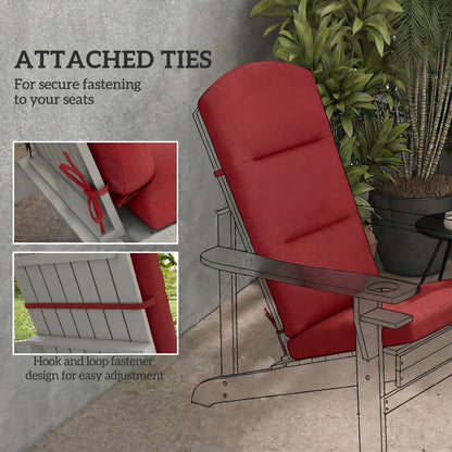 Patio Chair Cushion for Adirondack Chairs Replacement Cushion with Back and Ties, Wine Red