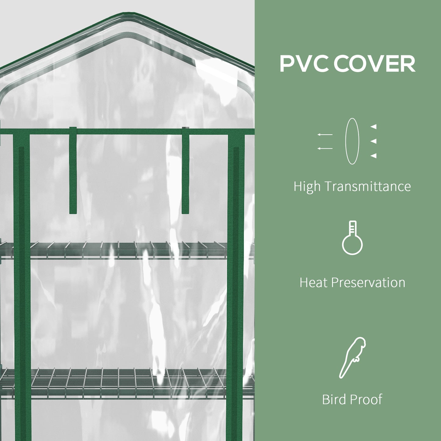 27" x 20" x 65" Portable Greenhouse with 4 Tier Shelves and Wheels, Outdoor Hot House Plant Flower Greenhouse, Steel Fra