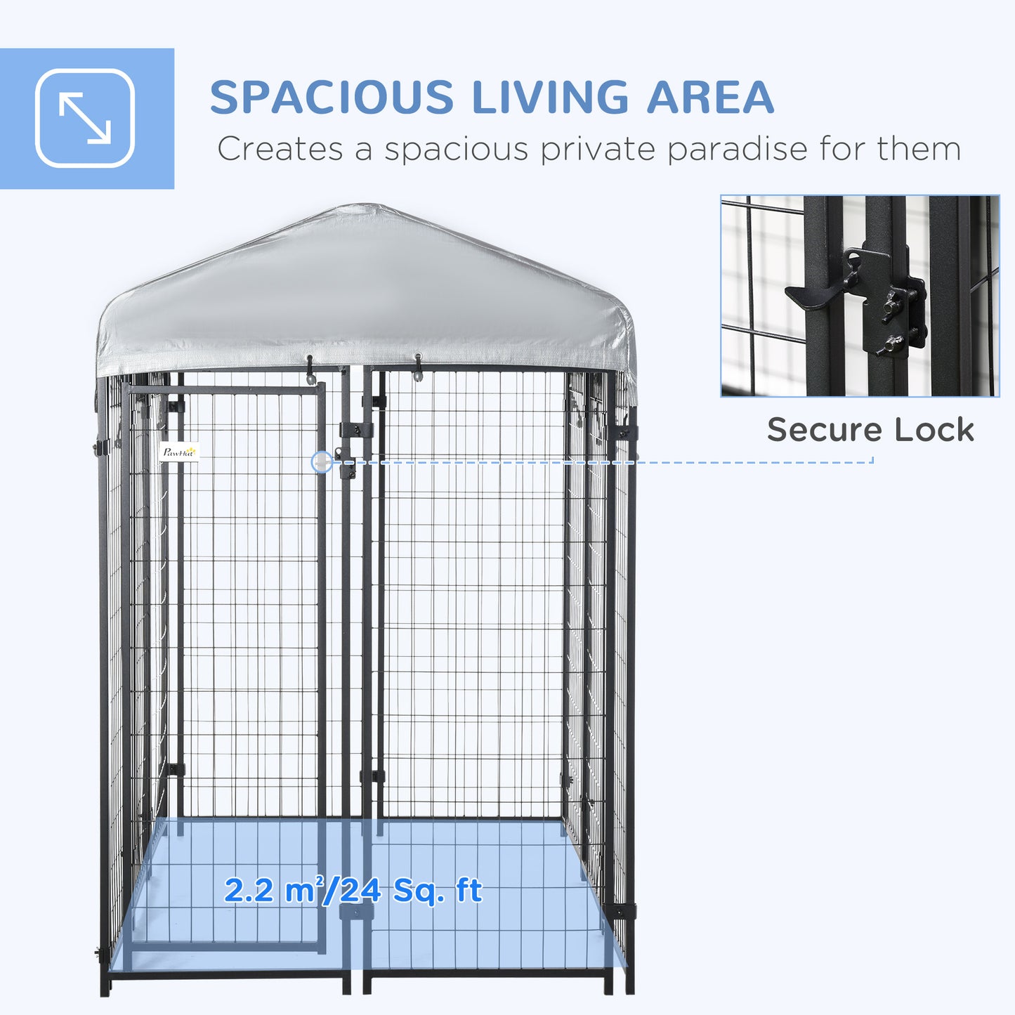 Outdoor Dog Kennel with Waterproof UV-Resistant Cover, 6 x 4 x 6 ft