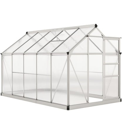 6' x 10' x 6.6' Polycarbonate Greenhouse, Walk-In Green House Kit Garden, Plants Grow, Galvanized Sheet Aluminum Frame w
