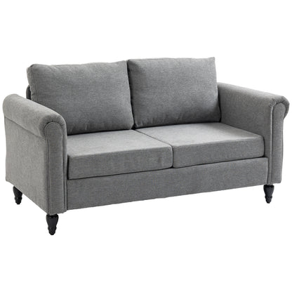 Vintage Loveseat, Upholstered Love Seat Furniture, Chenille-feel Fabric 2 Seater Sofa Couch with Rolled Arms, Gourd-Shap