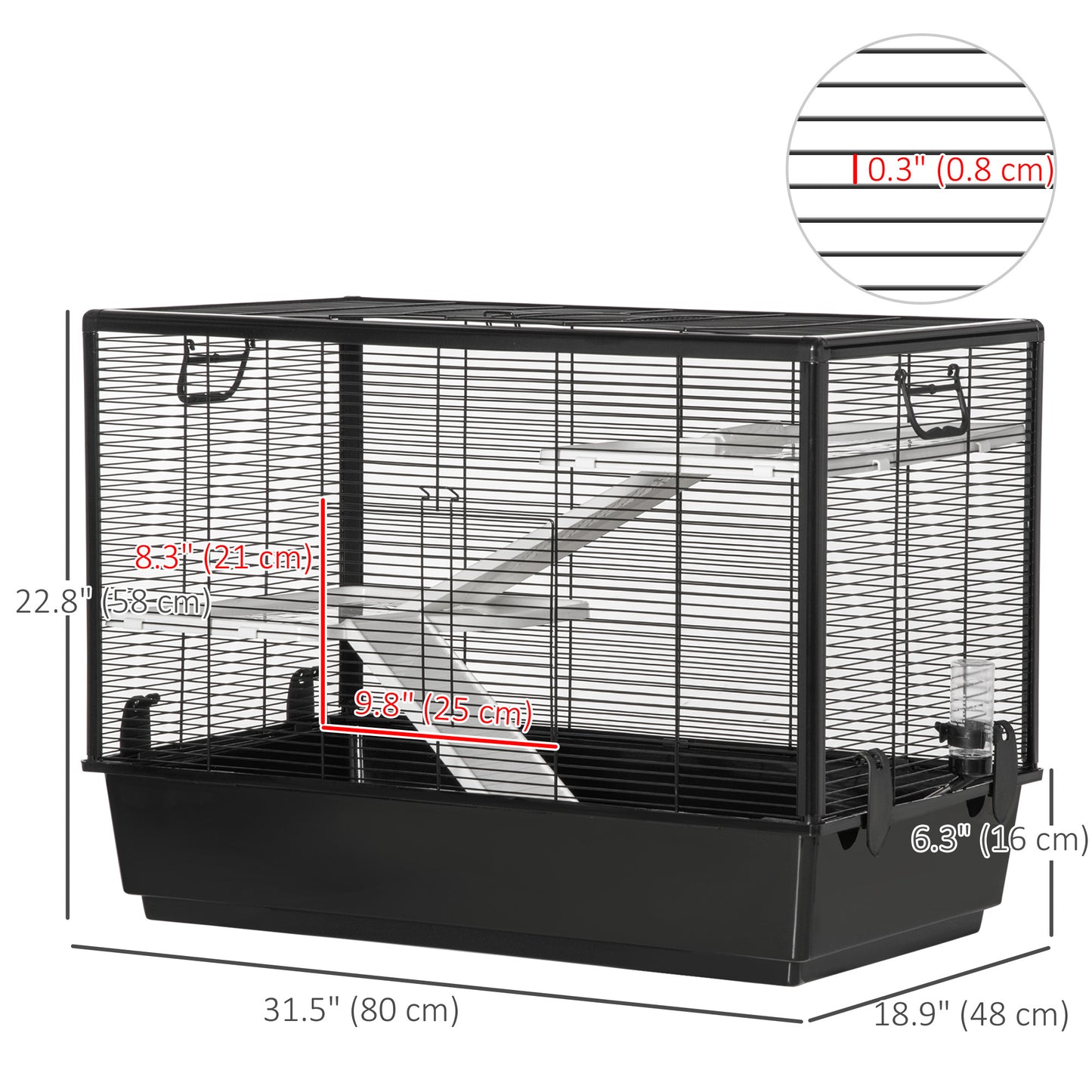 3-tier Hamster Cage, Guinea Pig Cage, Pet Chinchillas Play House Indoor with Accessories Food Dish Water Bottle, Ramps, 