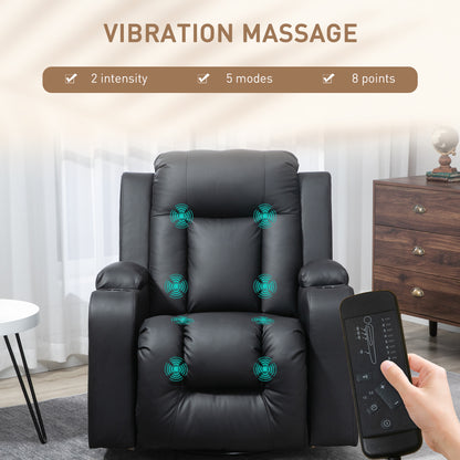 Swivel Massage Recliner Chair Rocker, Overstuffed Manual Reclining Sofa, PU Leather Rocking Chair with Side Pockets, Cup