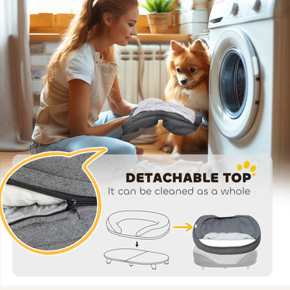 Pet Sofa Bed for Large Dogs with Removable Cushion, Washable Cover, Anti-slip Foot Pads, Grey