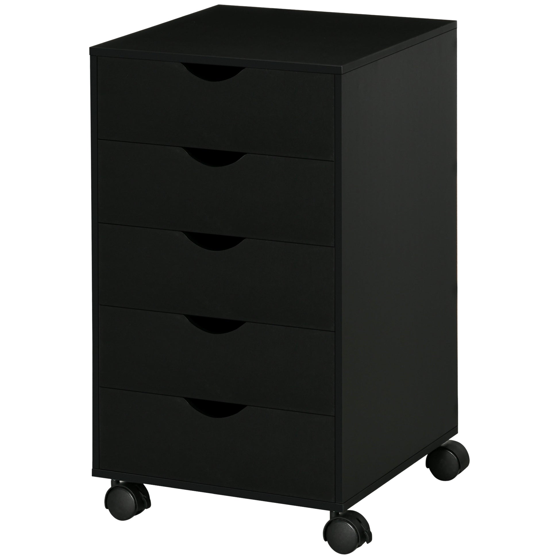 File Cabinet with 5 Drawer Wheels, 15.7" x 15.7" x 26.4", Black