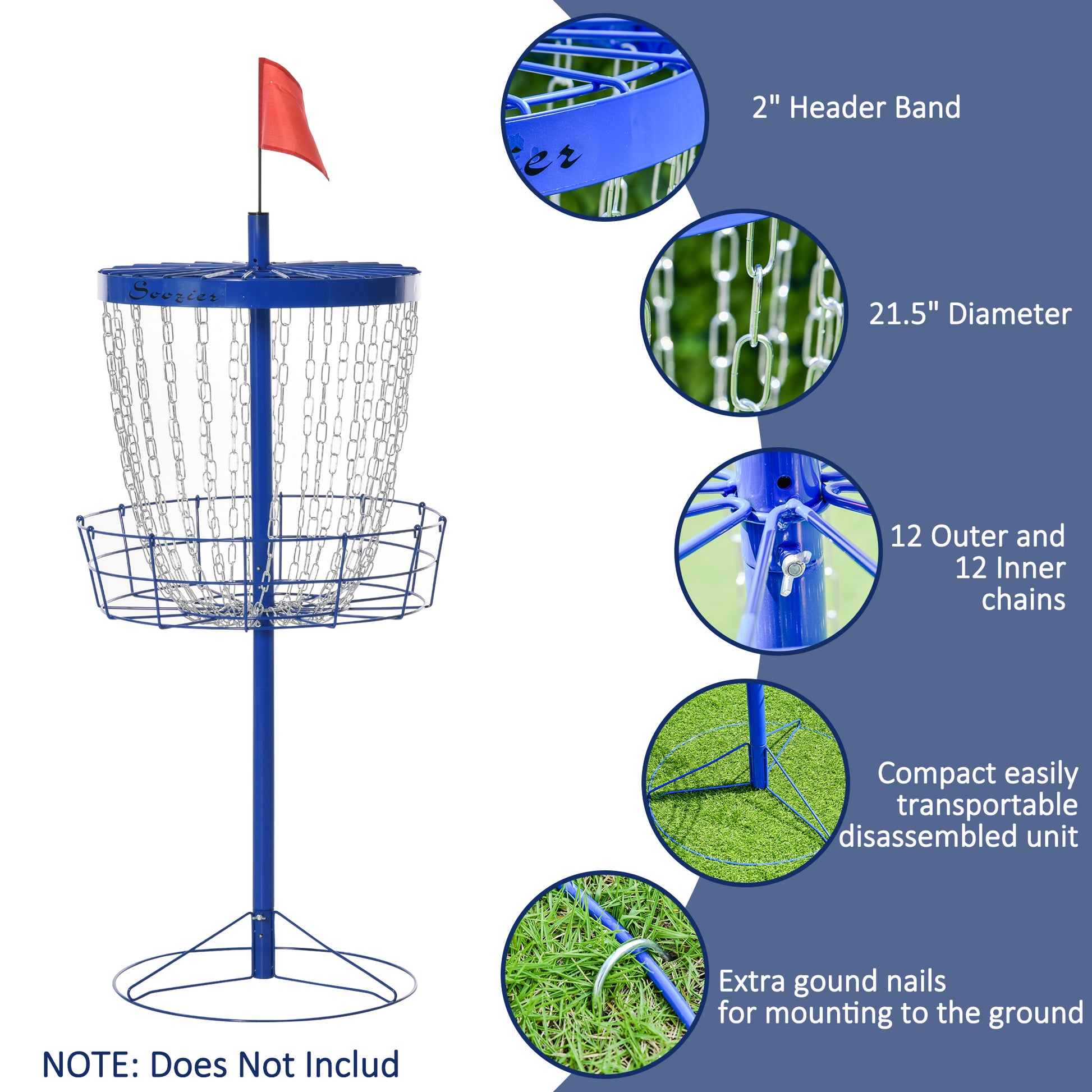 Soozier 24-Chain Portable Practice Basket for Disc Golf Target Stand Easy Assembly & Lightweight Basket w/ Carry Bag Dee