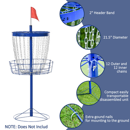 Soozier 24-Chain Portable Practice Basket for Disc Golf Target Stand Easy Assembly & Lightweight Basket w/ Carry Bag Dee