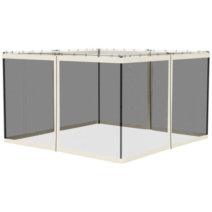 Replacement Mosquito Netting for Gazebo 10' x 12' Black Screen Walls for Canopy with Zippers, White