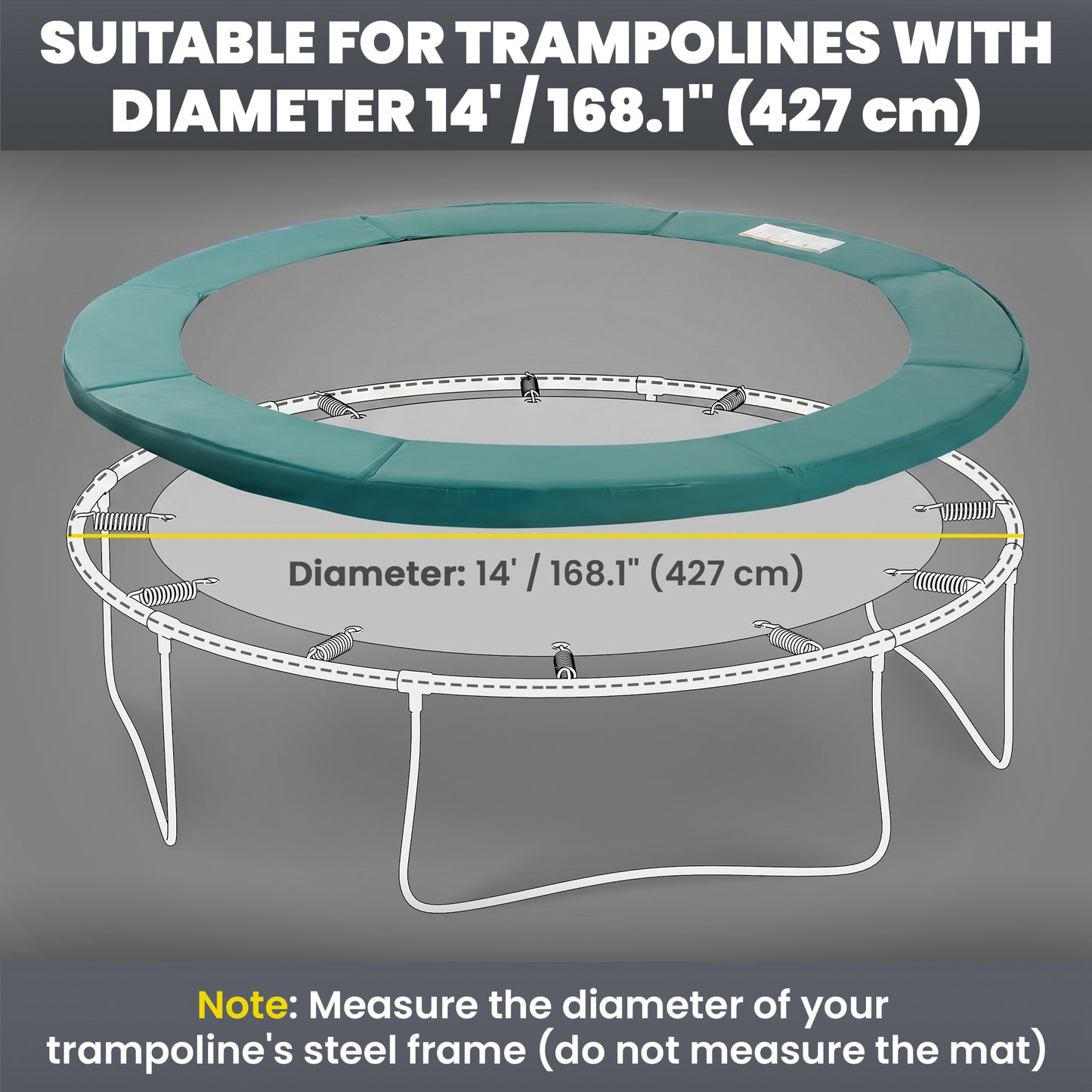 Soozier Trampoline Pad, 14FT Replacement Trampoline Safety Pad Mat Spring Cover, Water-Resistant, UV-Resistant, Tear-Res