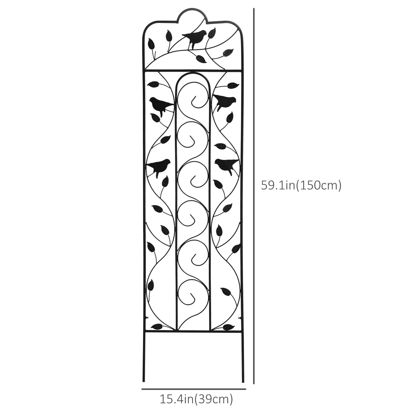 2 Pack Garden Trellis for Climbing Plants, Outdoor Metal Grid Panels with Birds and Leaves, for Roses, Vine Flower, Cucu