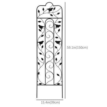 2 Pack Garden Trellis for Climbing Plants, Outdoor Metal Grid Panels with Birds and Leaves, for Roses, Vine Flower, Cucu