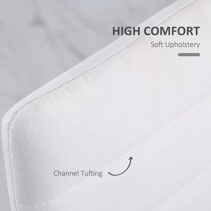 High Back Dining Chairs, Modern Upholstered Linen Fabric Accent Chairs with Metal Legs for Kitchen, Set of 4, White