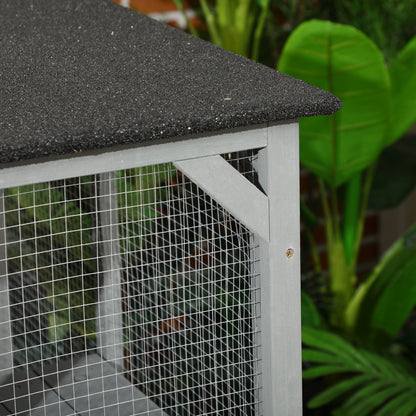 Wooden Cat Catio, 76"L Walk in Outdoor Cat House with Asphalt Roof, Platforms, Lockable Doors, 3-tier Resting Condo, Obs