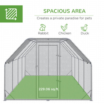 Chicken Run Outdoor, Galvanized Large Metal Chicken Coop Cage, Walk-in Enclosure Poultry Hen Run House Playpen Rabbit Hu