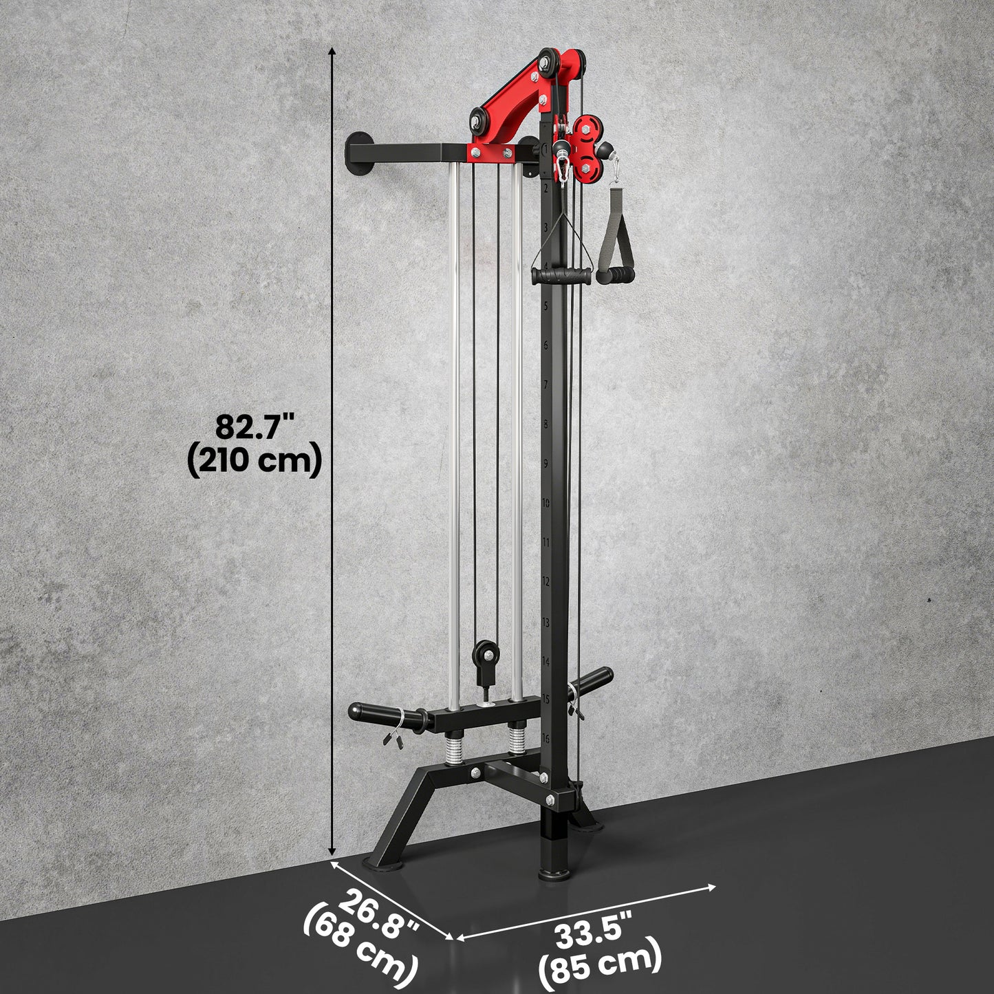 Soozier Wall Mount Cable Station, 16 Positions Adjustable Pulley Machine, Cable Crossover Machine with Handle Bar