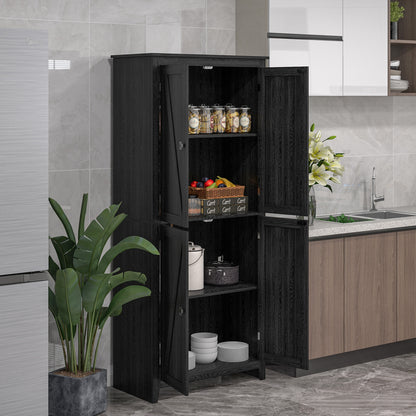 72" Freestanding Storage Cabinet, Kitchen Pantry Cabinet with Doors and Shelves for Dining Room, Black