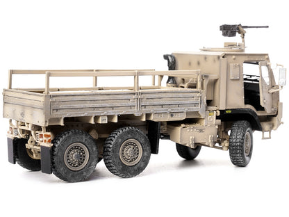 M1083 MTV (Medium Tactical Vehicle) Armored Cab Cargo Truck with Turret Desert Camouflage "US Army" "Armor Premium" Series 1/72 Diecast Model by Panzerkampf