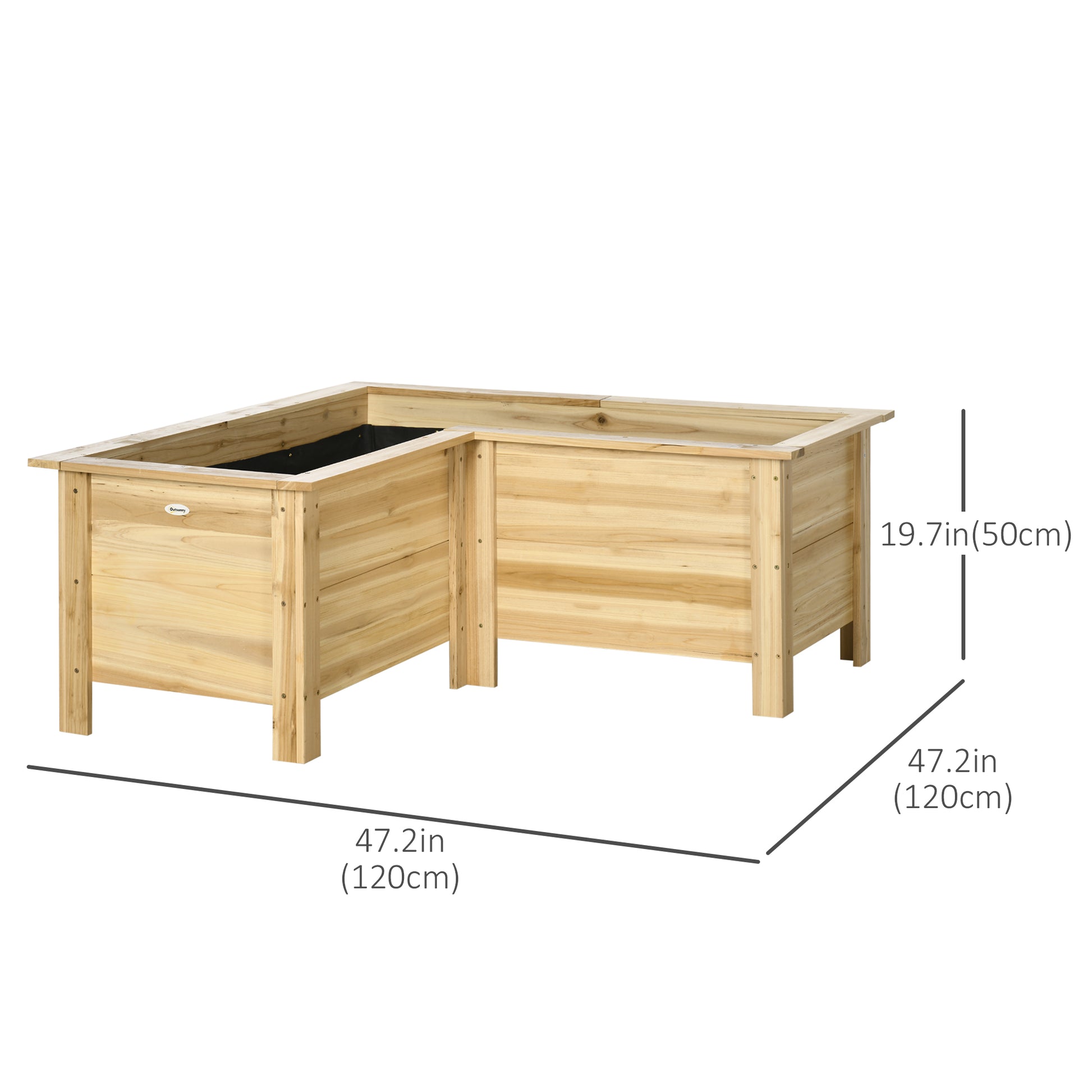 Raised Garden Bed, 47.2" x 47.2" x 19.7" Wooden Elevated Planter Box Outdoor with Legs, for Vegetables, Flowers, Herbs, 