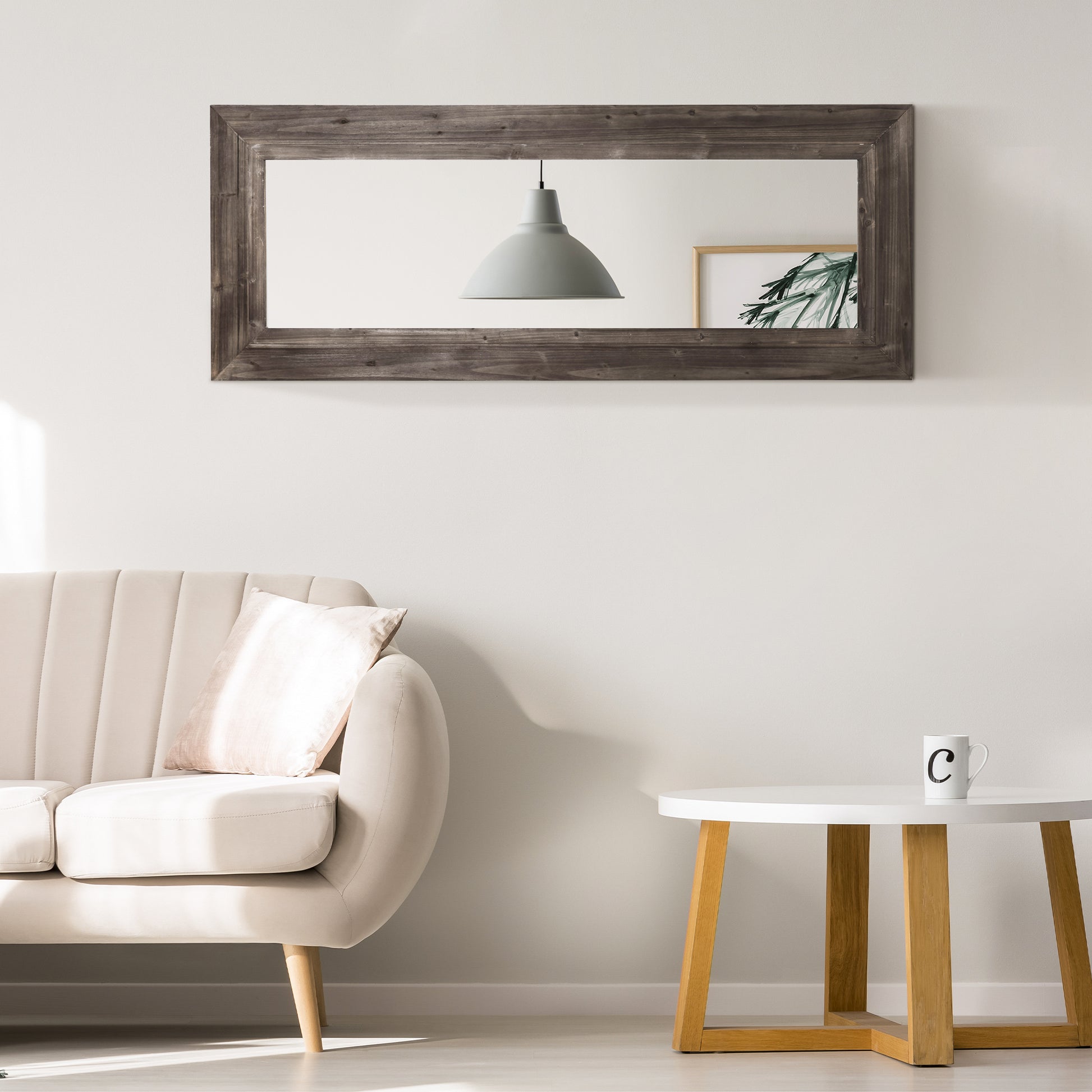 59" x 23.5" Full Length Mirror, Farmhouse Wall Mount and Leaner Floor Mirror, Vertical and Horizontal for Bedroom, Dark 