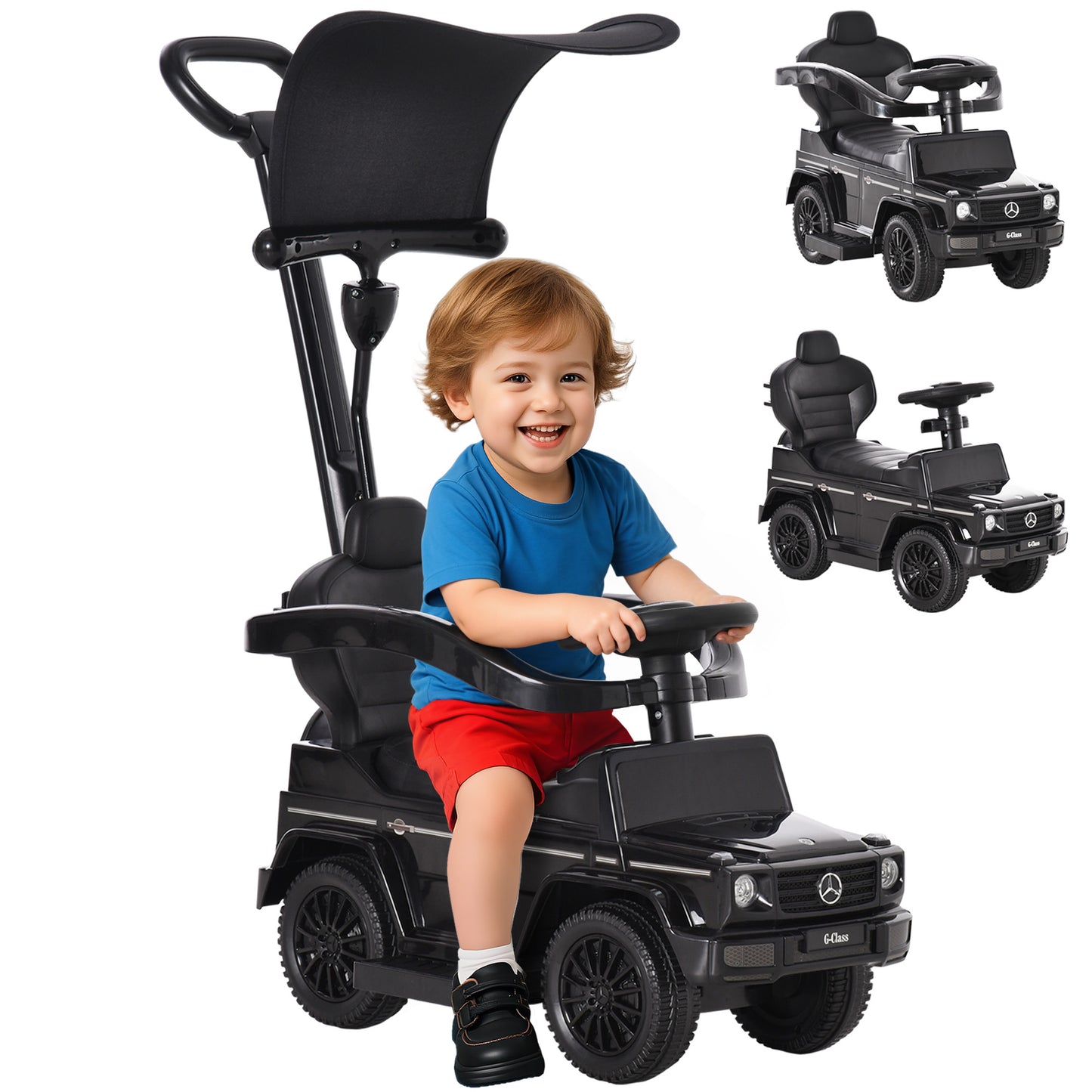 VarietyKart Mercedes-Benz G350 Licensed Push Car, 3-in-1 Toddler Sliding Car with Horn, Steering, Foot Rest, Seat Storag