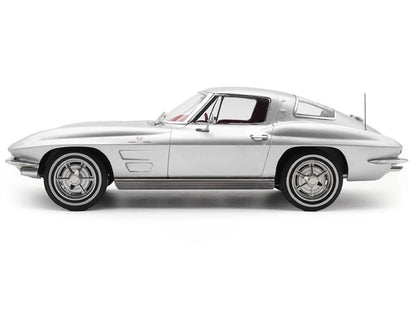 1963 Chevrolet Corvette Sting Ray Sebring Silver Metallic with Red Interior 1/18 Diecast Model Car by Norev