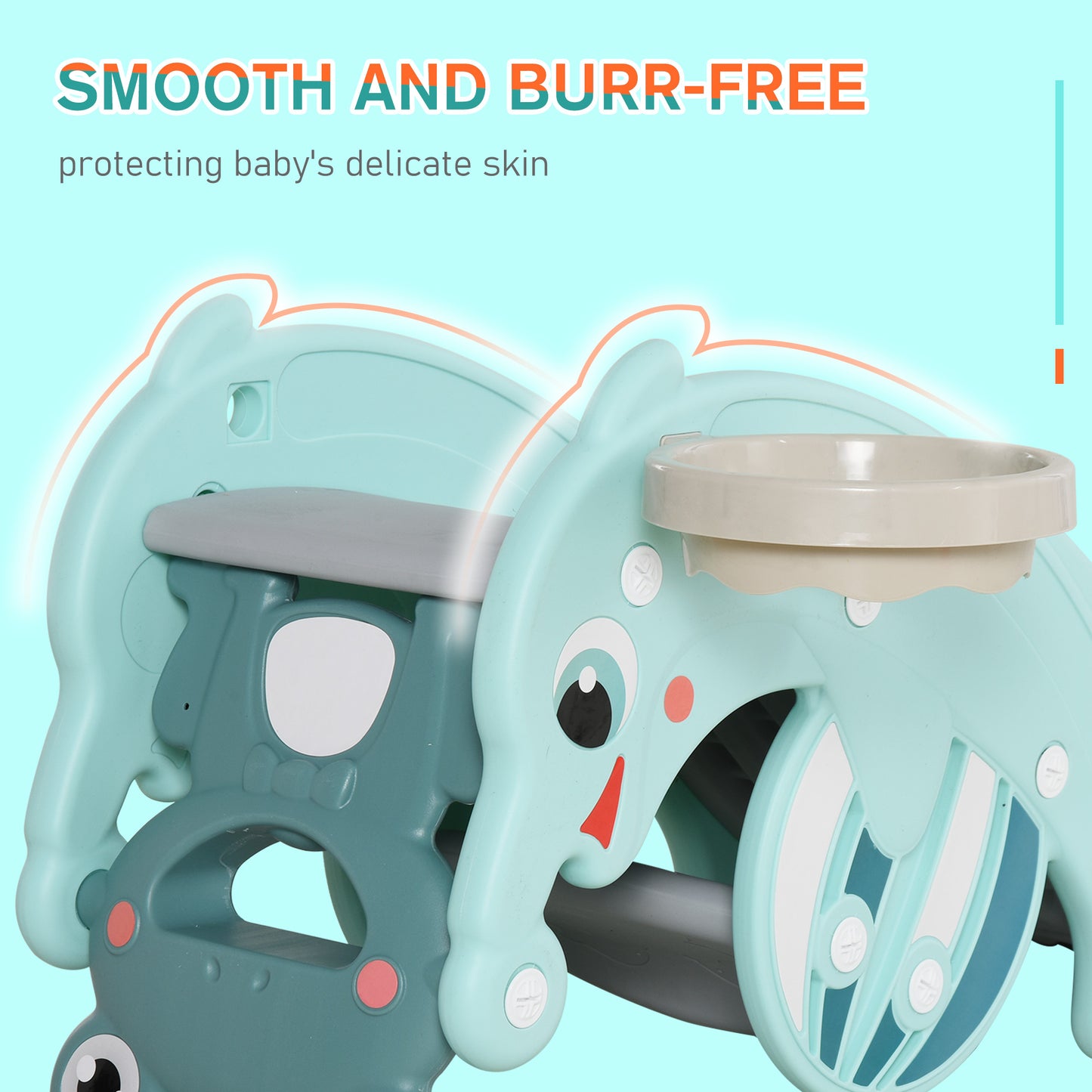 Qaba 3-in-1 Kids Slide And Rocking Horse Dual-Use Children Activity Equipment Portable Slide Indoor Outdoor Playground T