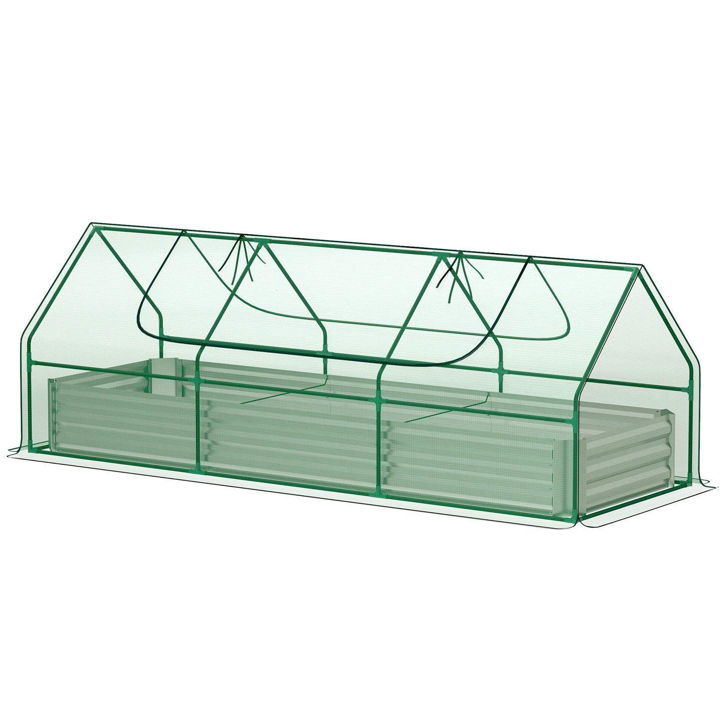 8.6 x 3 x 1ft Raised Garden Bed with Mini Greenhouse, Galvanized Raised Garden Bed with Cover for Herbs and Vegetables, 