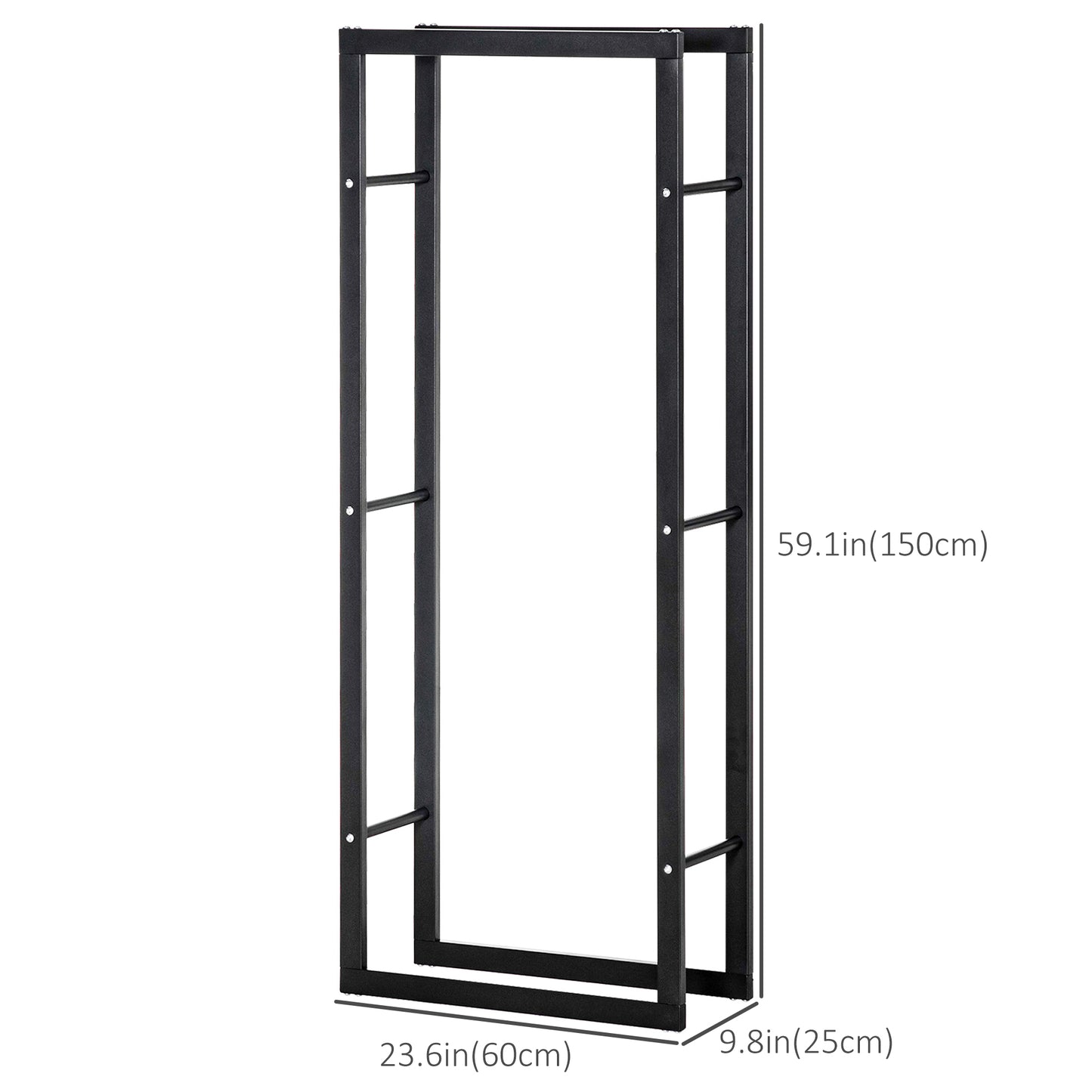 23.6" x 9.8" x 59.1" Firewood Rack Outdoor, Log Holder Fireplace Storage Rack with Handles and 220 lbs. Weight Capacity,