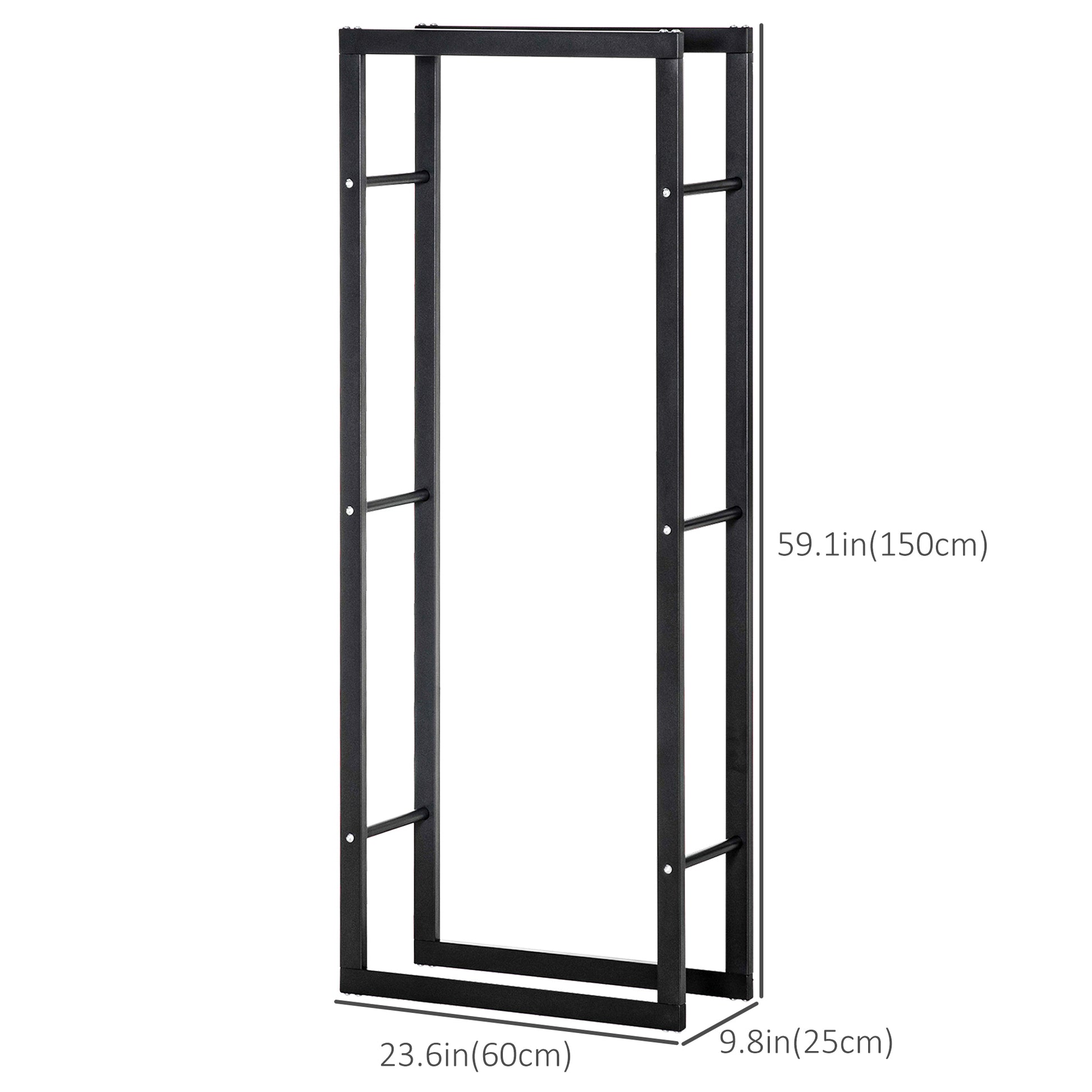 23.6" x 9.8" x 59.1" Firewood Rack Outdoor, Log Holder Fireplace Storage Rack with Handles and 220 lbs. Weight Capacity,