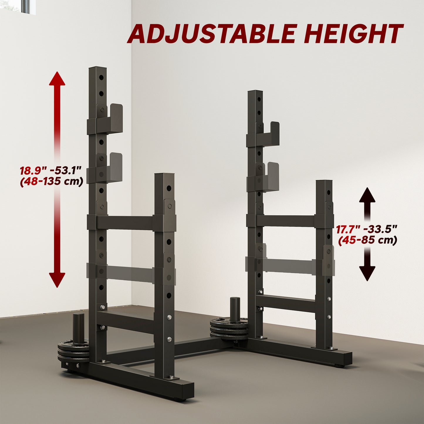 Soozier Adjustable Squat Rack, 660 lbs Multi-Function Barbell Rack for Weight Lifting and Home Gym Strength Training, Bl