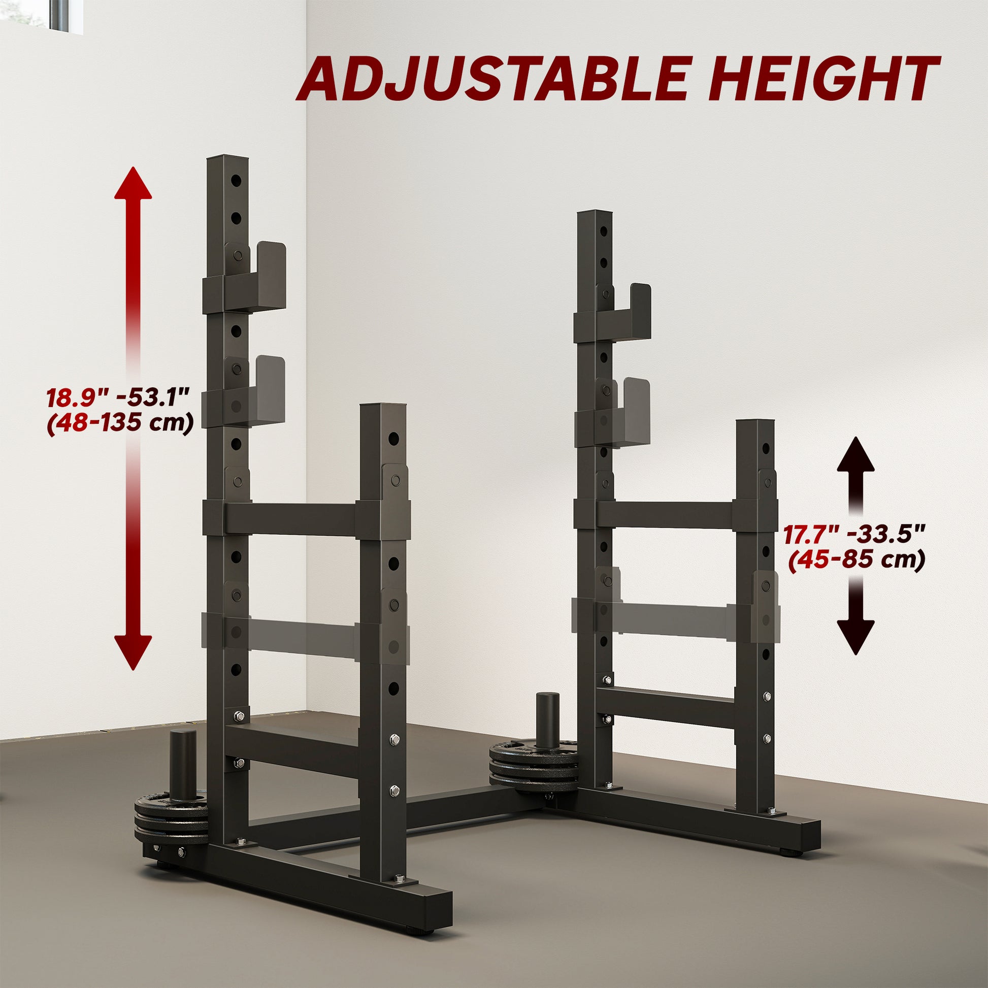 Soozier Adjustable Squat Rack, 660 lbs Multi-Function Barbell Rack for Weight Lifting and Home Gym Strength Training, Bl
