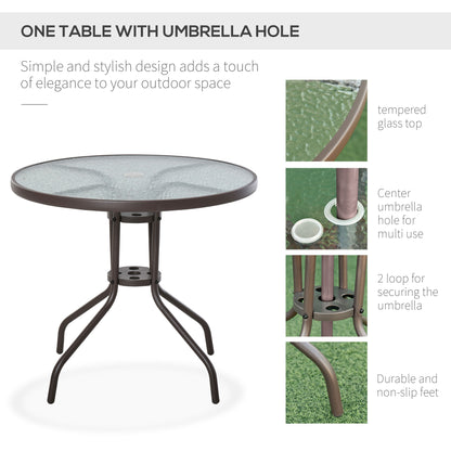 6 Pieces Outdoor Dining Set for 4 with Umbrella Patio Outdoor Furniture Set with Round Table 4 Folding Chairs Cream